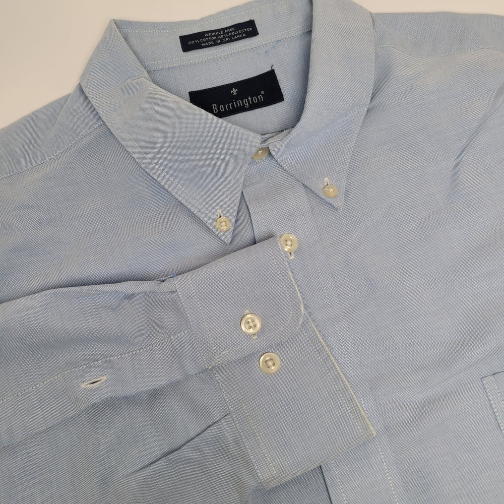 Barrington Button Down Mens 18.5 34/35 Blue Good Wrinkle Free Oxford Shirt